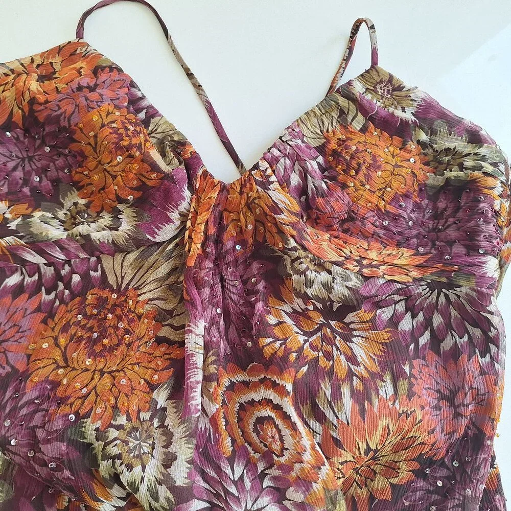 Vintage Laundry Y2K Silk Beaded Floral dress - size Small - Picture 10 of 10